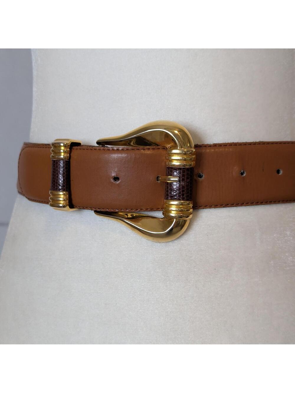 Vintage 90s split leather statement waist belt - Made in Italy - Picture 3 of 5